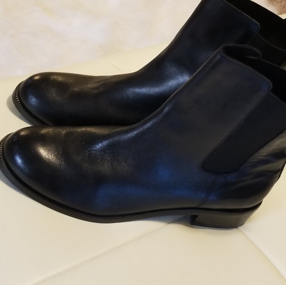 Lands End Black Leather Boots Booties Sz 8.5